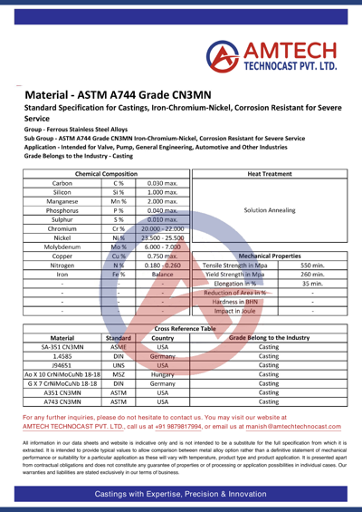ASTM A744 Grade CN3MN